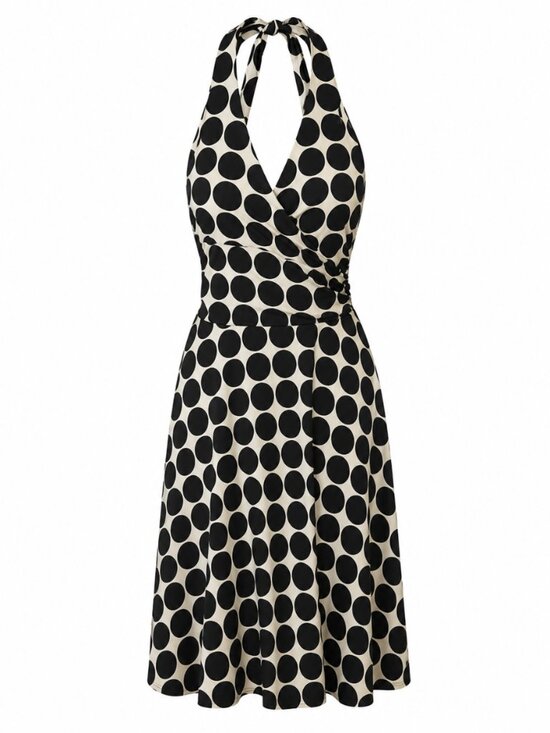 Vero Moda Dresses & Skirts - Vero Moda Retro Polka Dot Halter Midi Dress Size S